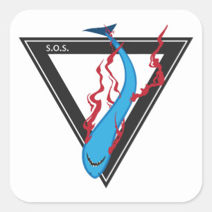 save our sharks SOS triangle Square Sticker