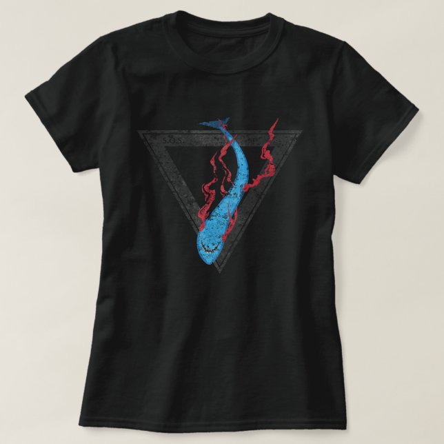 save our sharks SOS triangle T-Shirt (Design Front)