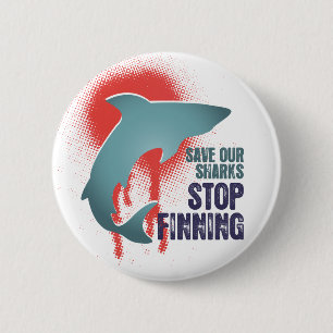 Save Our Sharks Stop Finning 6 Cm Round Badge