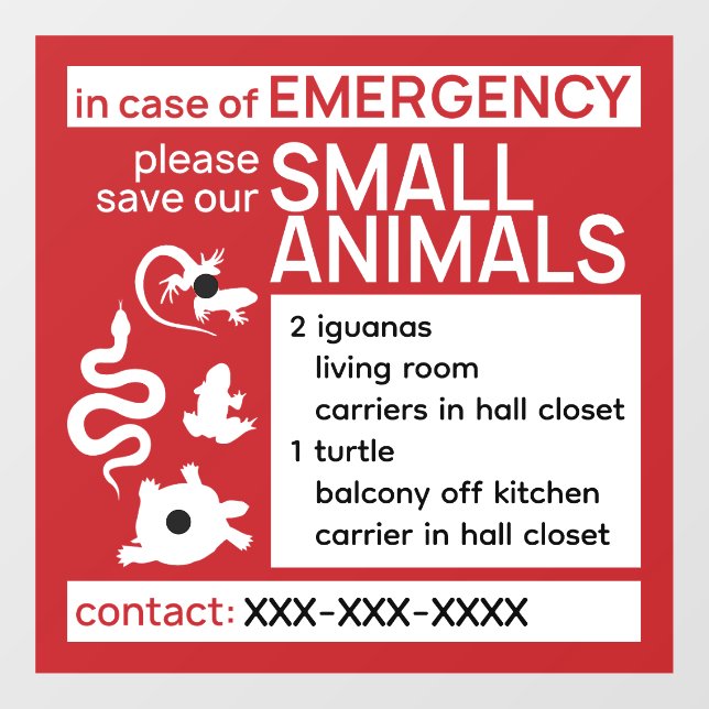 Save Our Small Pets Editable Window Cling (Sheet)