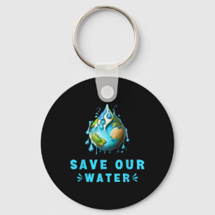 Save Our Waters Earth Day Clean Water Conservation Key Ring