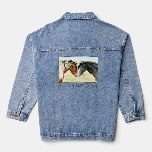 Save our Wild Horses Denim Jacket (Back)