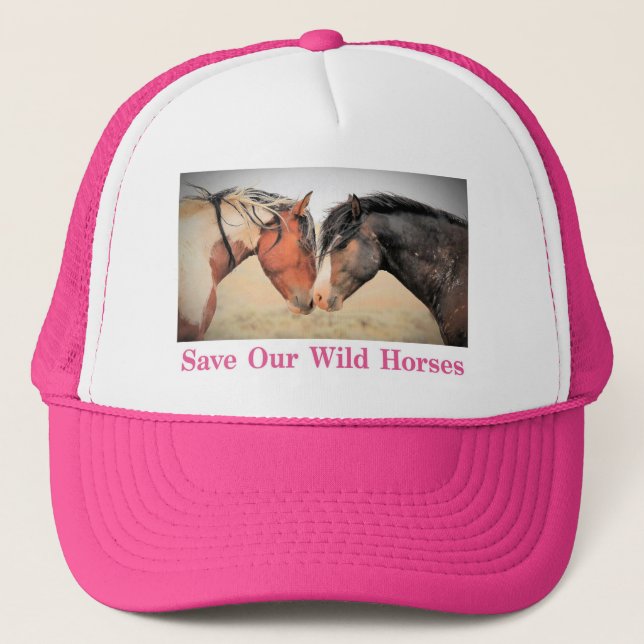 Save Our Wild Horses Hot Pink Trucker Hat (Front)