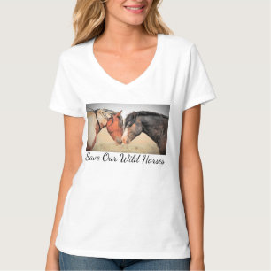 Save Our Wild Horses V-Neck T-Shirt