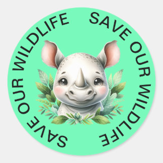 Save our Wildlife Rhinoceros Stickers