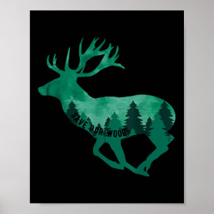 Save Our Woods Environmental Protection Deer Natur Poster