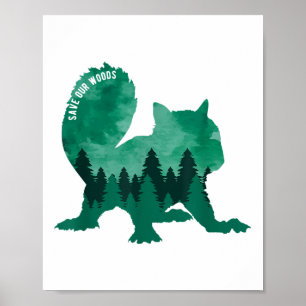 Save Our Woods Environmental Protection Squirrel _ Poster