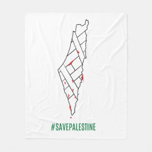 Save Palestine bleeding map - Freedom for Palestin Fleece Blanket