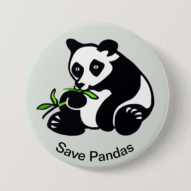 Save PANDAS - Endangered animal graphic - Green 7.5 Cm Round Badge (Front)