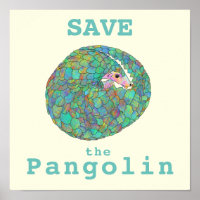 Save Pangolin Endangered Animal Colourful Art