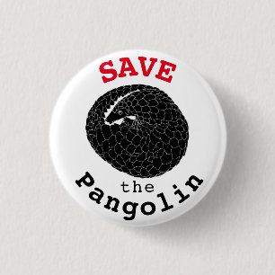 Save Pangolin Endangered Species Animal Monochrome 3 Cm Round Badge