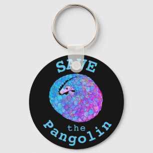 Save Pangolin Psychedelic Endangered Animal Art Key Ring