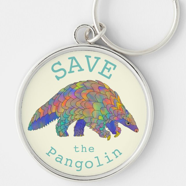 Save Pangolins Endangered Animal Rights Activism   Key Ring (Front)