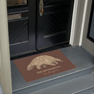 Save Pangolins Personalised Brown Doormat