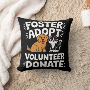 Save Pet Foster Adopt Volunteer Donate Dog and Cat Cushion