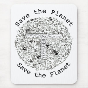 Save Planet Earth Endangered Animals & Trees Art Mouse Mat