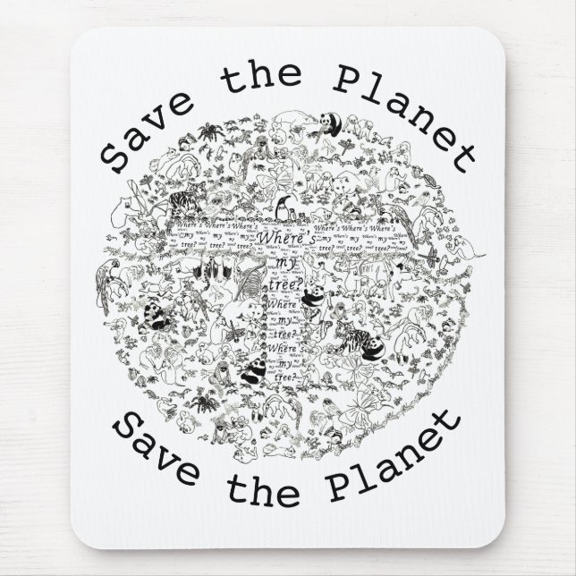 Save Planet Earth Endangered Animals & Trees Art Mouse Mat (Front)