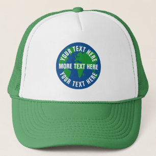 Save planet earth trucker hat with custom text