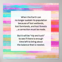 Save Planet Earth Warning Watercolor Stripes