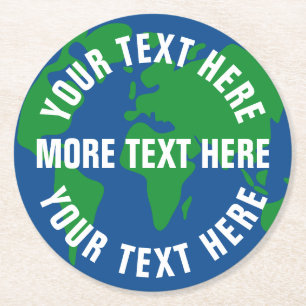 Save planet earth world map custom drink coasters