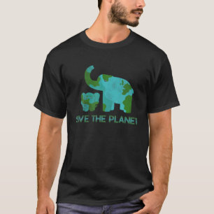Save Planet Elephant Nature Climate Protect Hour D T-Shirt