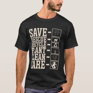 Save Planet Rescue Animals Recycle Plastic Earth D T-Shirt