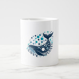 Save planet whale artwork for eco awareness large coffee mug