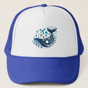 Save planet whale artwork for eco awareness trucker hat