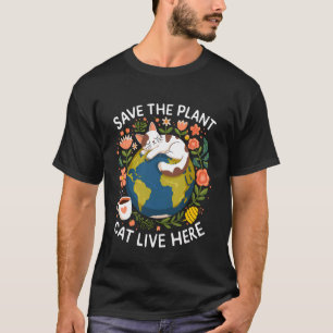 Save Planets Cats Coffee Lover Cute Eco-Friendly D T-Shirt