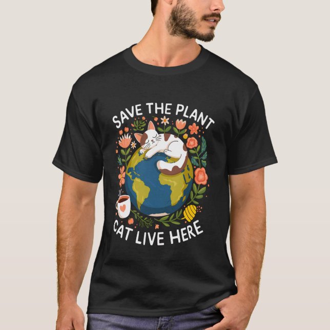 Save Planets Cats Coffee Lover Cute Eco-Friendly D T-Shirt (Front)
