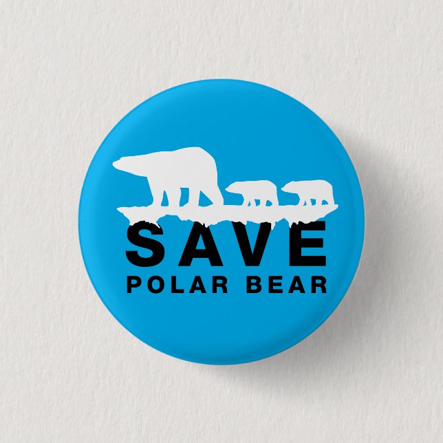 Save Polar Bear 3 Cm Round Badge (Front)