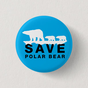 Save Polar Bear 3 Cm Round Badge