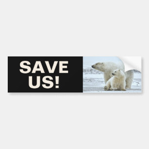 Save Polar Bears Climate Activism Slogan on Black Bumper Sticker