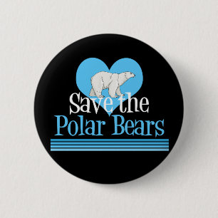 Save Polar Bears Cute Black Blue 6 Cm Round Badge