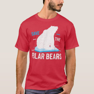 Save Polar Bears Long Sleeve Animal Vintage Retro T-Shirt