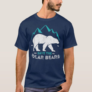 Save Polar Bears Long Sleeve Animal Vintage Retro T-Shirt