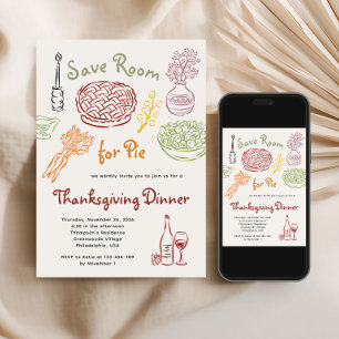 Save Room for Pie Thanksgiving Dinner Party Invitation