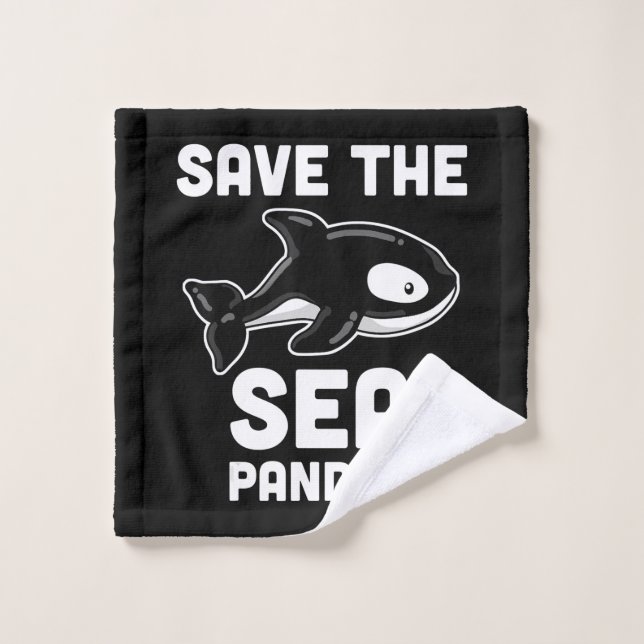Save  Sea Pandas  Orca Whale, Marine Biology Gifts Wash Cloth (Wash Cloth)