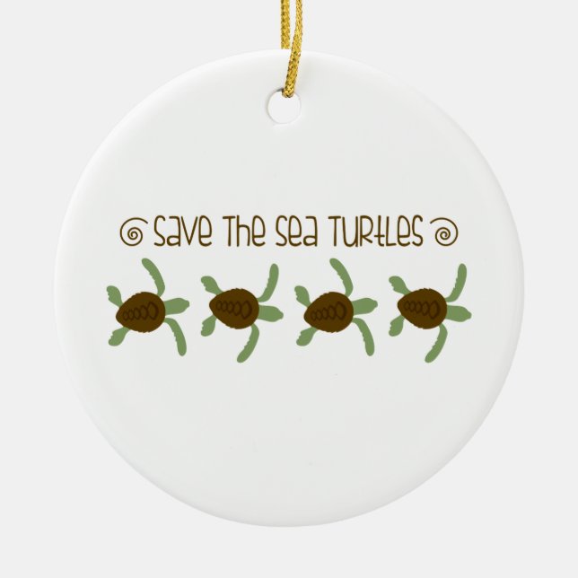 Save Sea Turtles Ceramic Tree Decoration (Front)