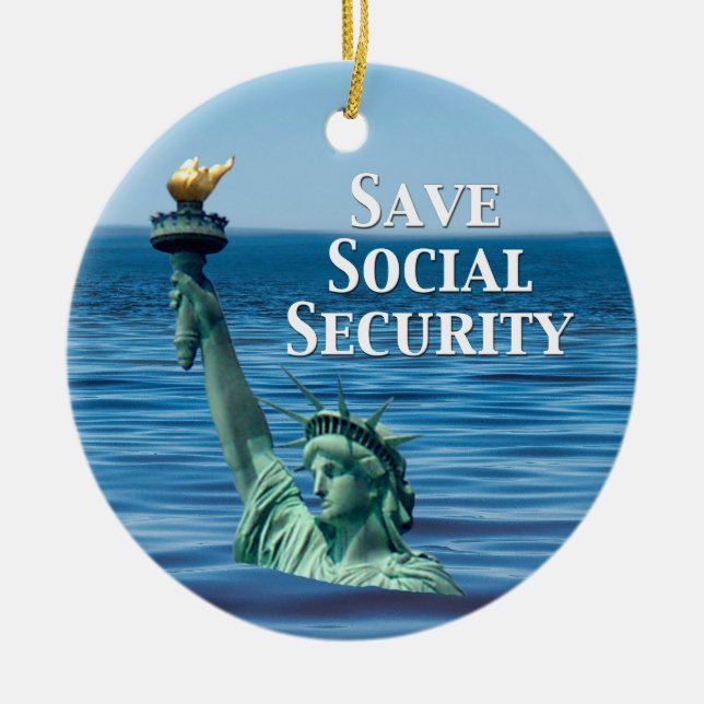 Save Social Security Ceramic Tree Decoration (Front)