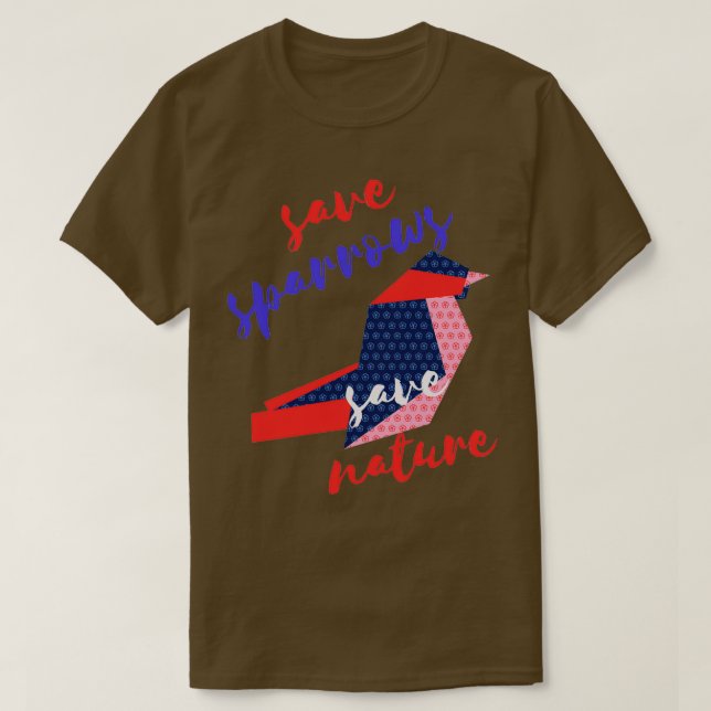 Save sparrows Save Nature Origami T-Shirt (Design Front)