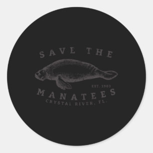 Save The A Crystal River Fl Vinatage Sea Cow Classic Round Sticker