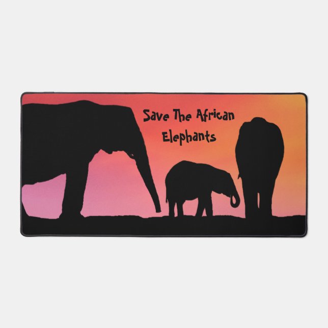 Save The African Elephants Desk Mat (Front)