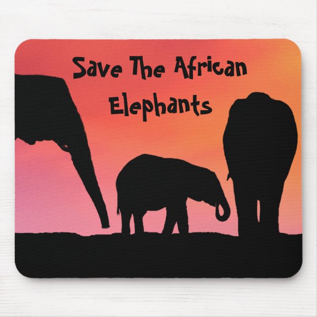 Save The African Elephants Mouse Mat (Front)