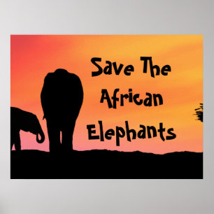 Save The African Elephants Poster