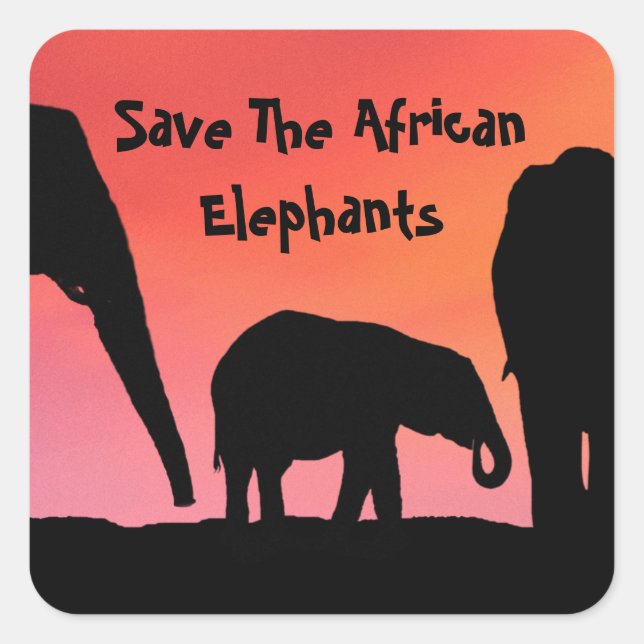 Save The African Elephants Square Sticker (Front)