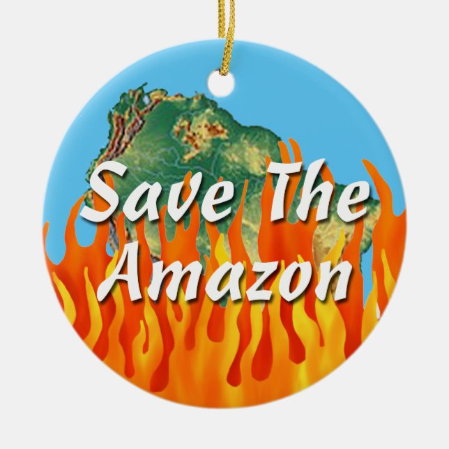Save The Amazon Ceramic Tree Decoration (Front)