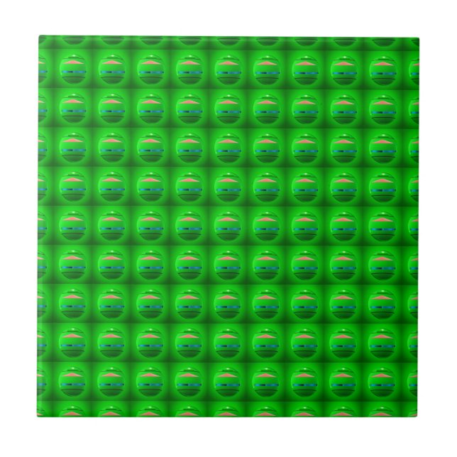 Save the badge Madge shiny sparkling green art     Tile (Front)
