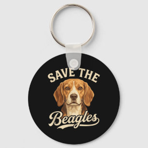 Save The Beagles Cute Dog Lover Design Key Ring