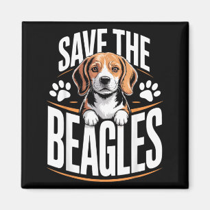 Save The Beagles Cute Dog Lover Vintage Beagle Art Magnet